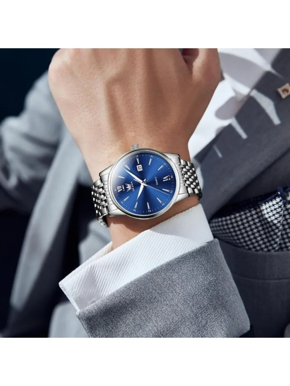 Luxury Stainless Steel Men's Watch - 30M Waterproof Quartz Dress Timepiece